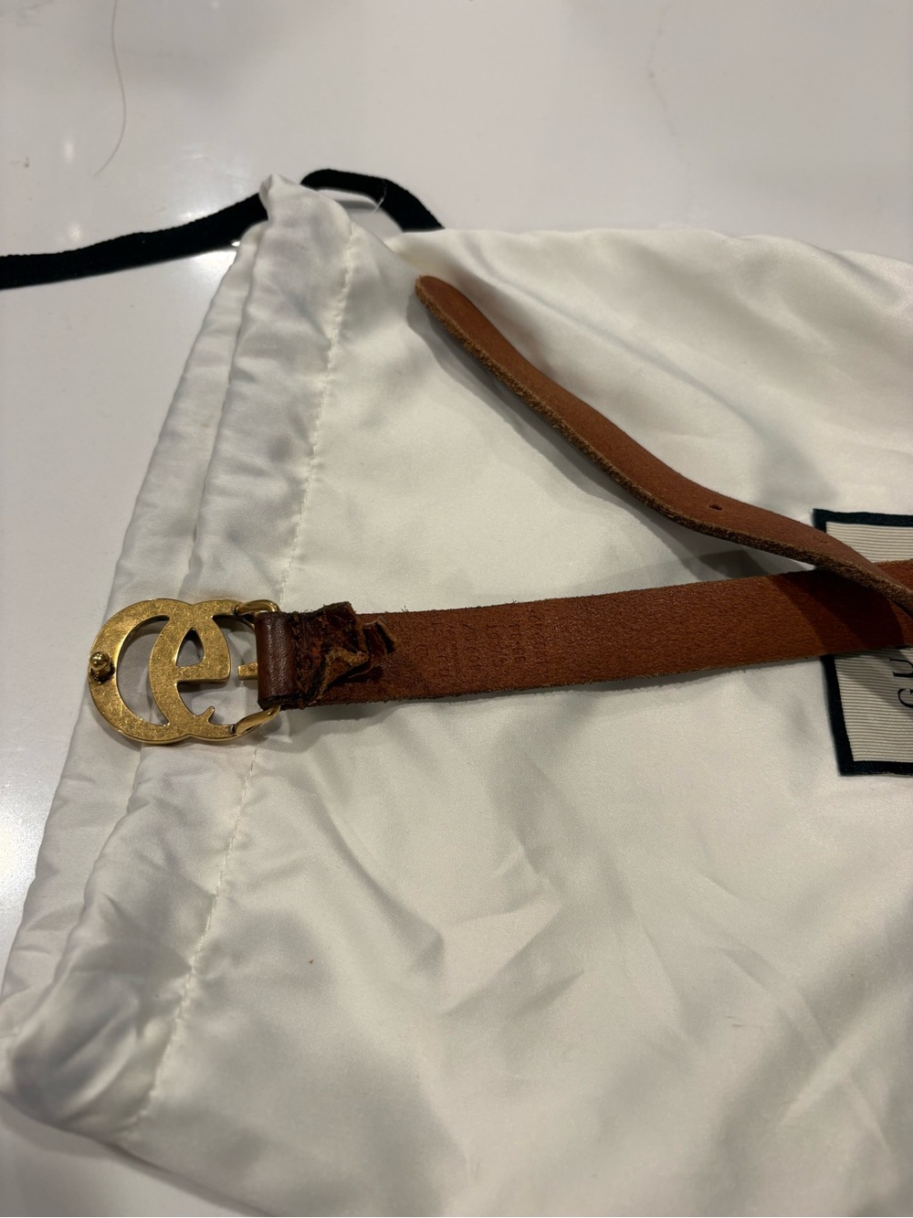 GUCCI
Brown Smooth Leather Double G Skinny Belt Size 85/34 - Picture 4 of 9